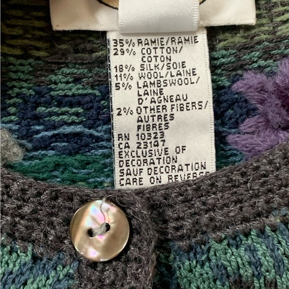 Vintage Talbots Floral Tapestry Cardigan Cottagecore Silk Wool Blend Large - Picture 5 of 5